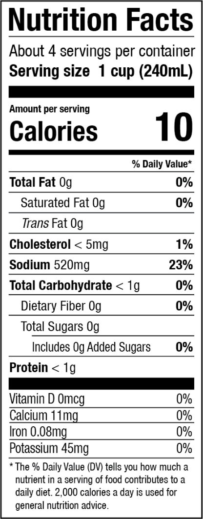 Nutrition facts for Zoup! Good, Really Good Organic Chicken Broth
