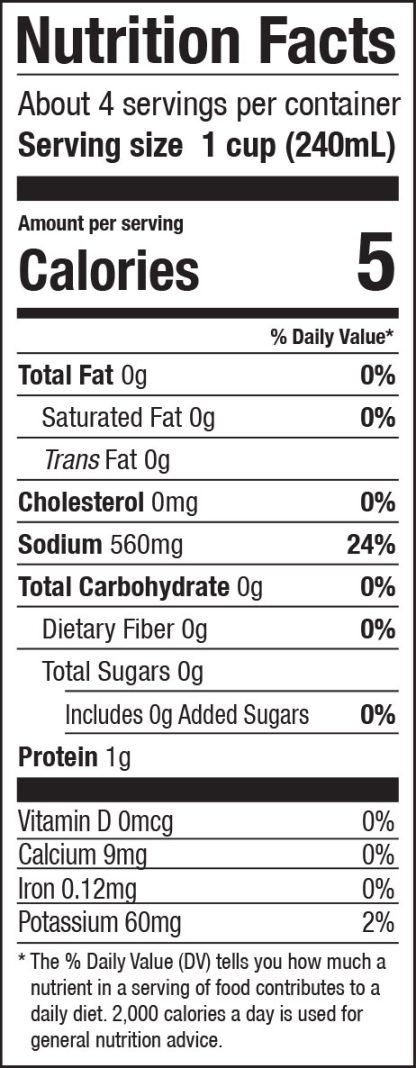 Chicken Broth Nutrition Label