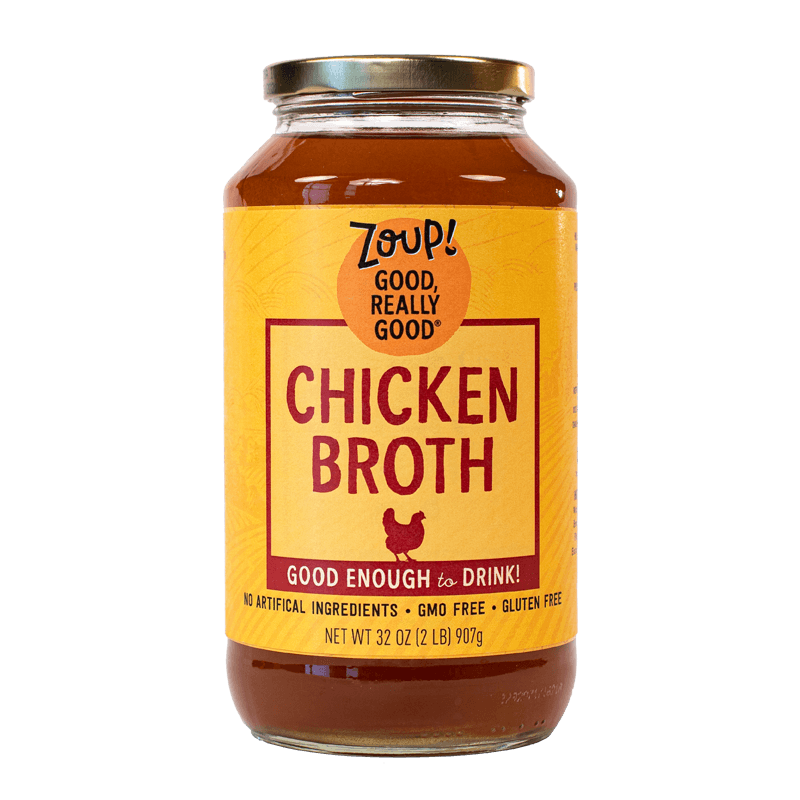 zoup beef bone broth jar with no artificial ingredients, gmo free and gluten free label