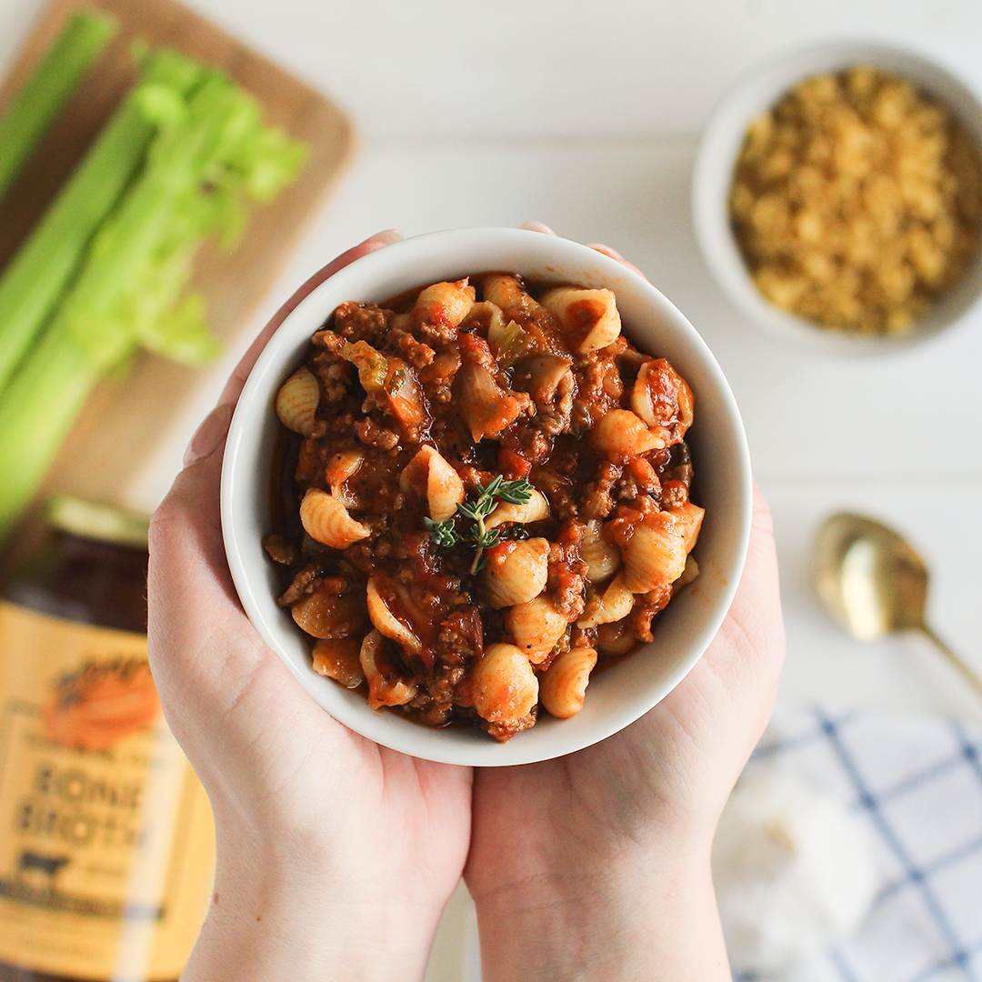 zoup tomato noodle soup in bowl