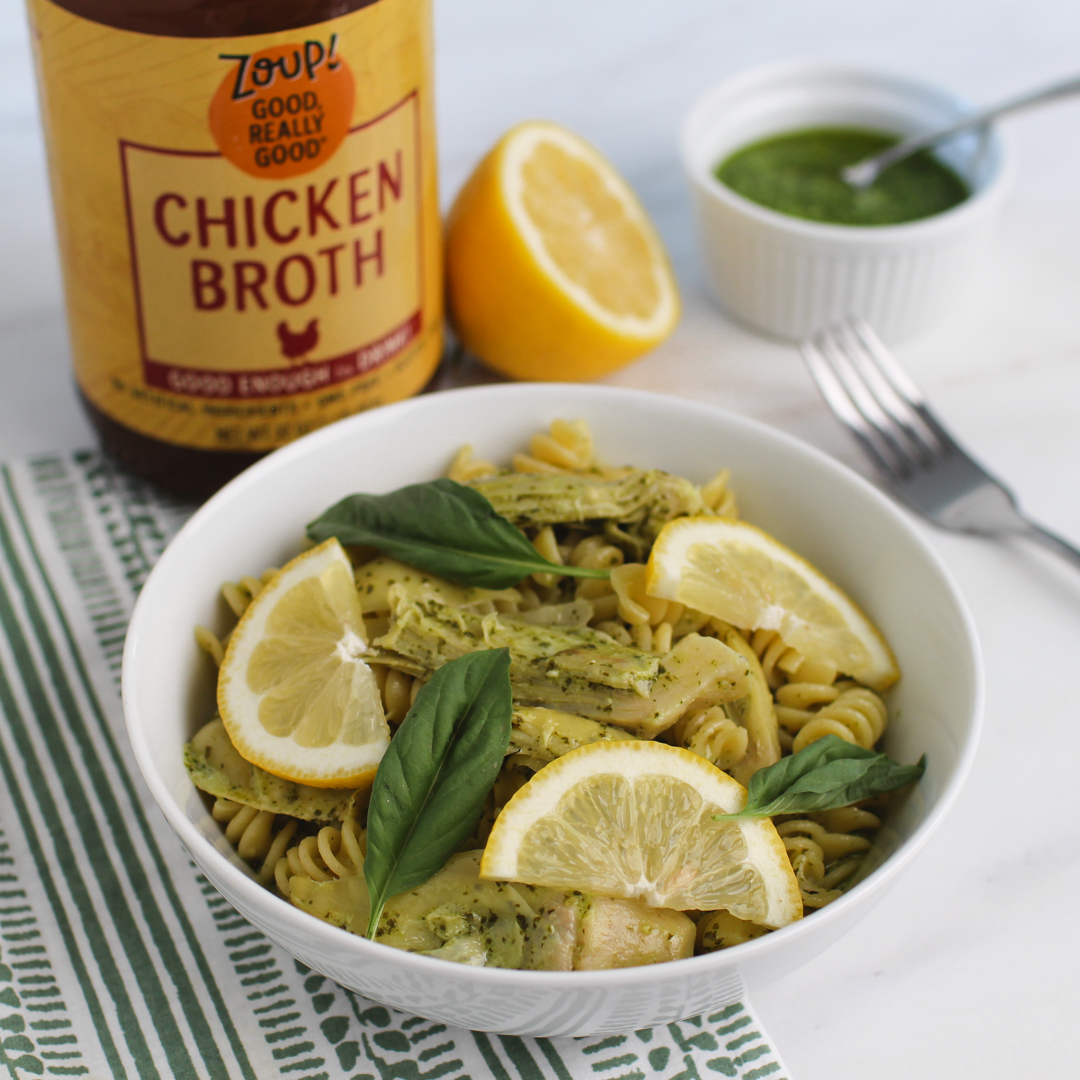 One Pan Pesto Artichoke Pasta