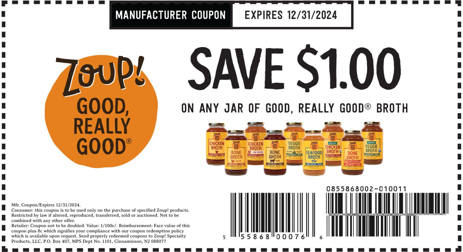Zoup! Broth Coupon Save 1 Today